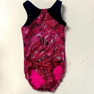 Snowflake Designs Pink Metallic Paint Splatter Leotard Breast Cancer Month Small
